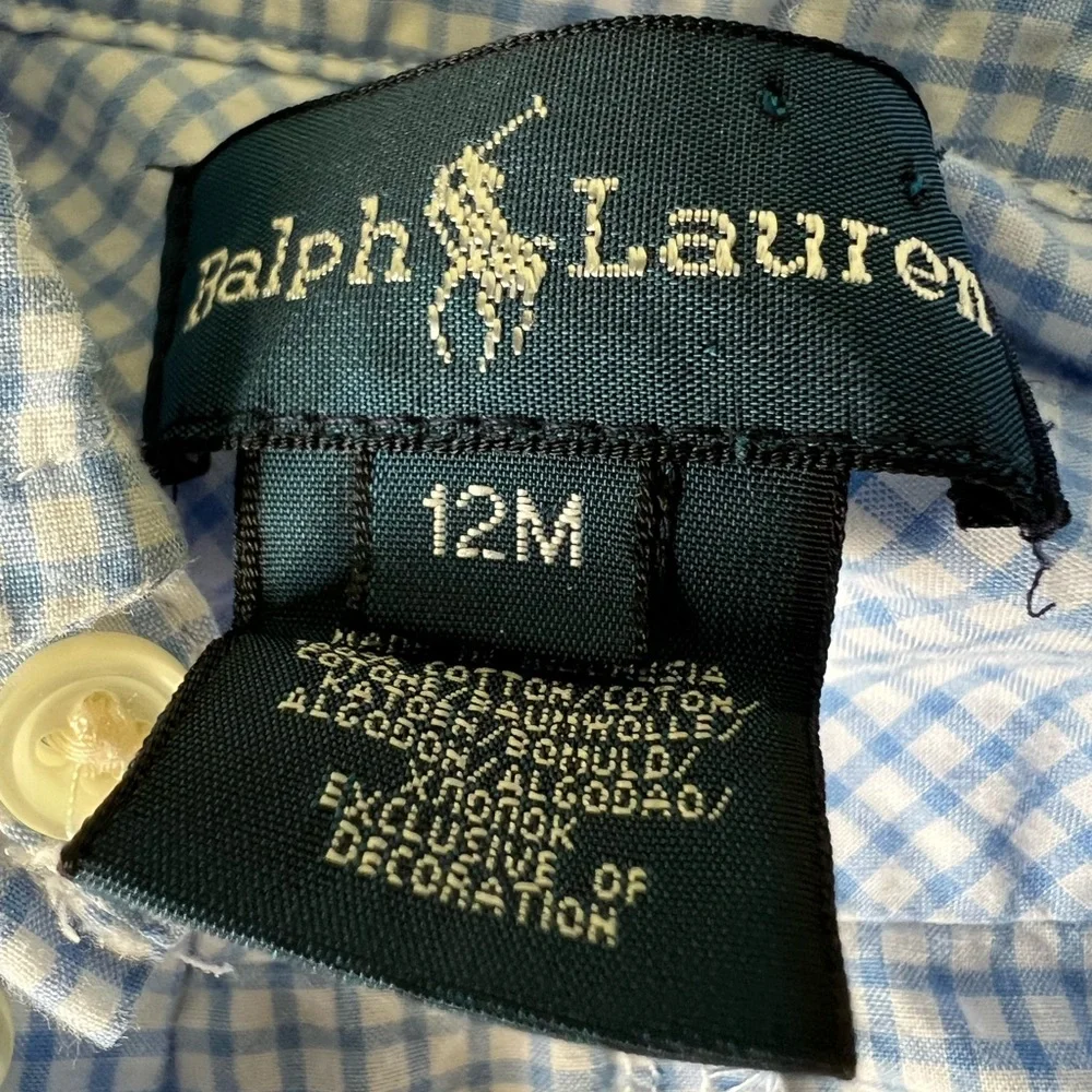 Ralph Lauren Polo Boys Cotton Blue and White Onesie Shorts